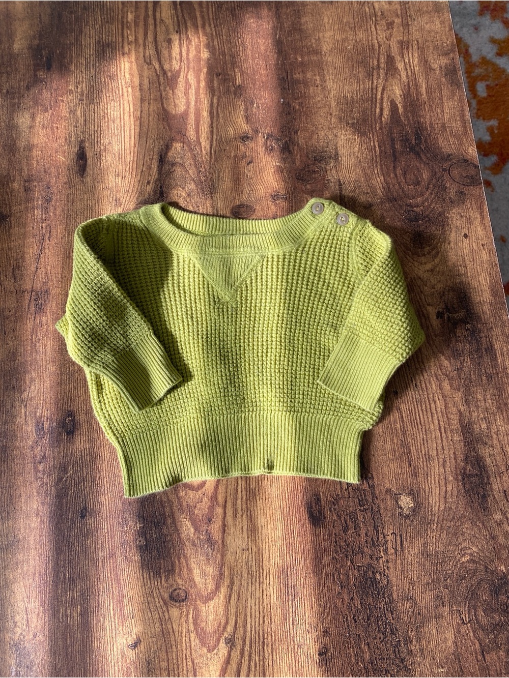 GAP Lime Green Textured Button-Shoulder Sweater